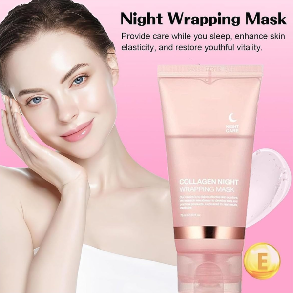 MarlaMall Collagen Night Wrapping Mask, Collagen Overnight Wrapping Peel Off Facial Mask - Image 2