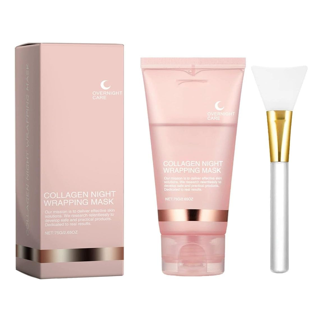 MarlaMall Collagen Night Wrapping Mask, Collagen Overnight Wrapping Peel Off Facial Mask