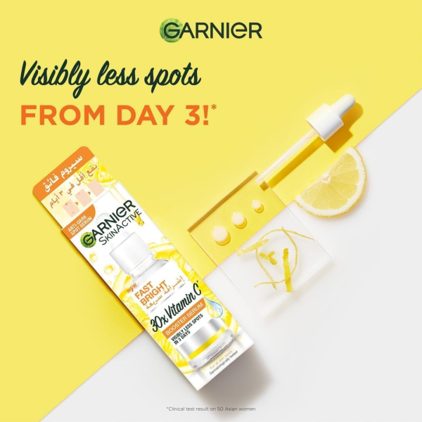 Garnier Fast Bright Skin Active Vitamin C + Niacinamide Anti-Dark Spot 30x Booster Serum 30ML - Image 2